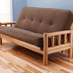 Lodge Natural Futon Frame with Futon Mattress in Marmont Mocha - Futon Frames