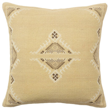 Anvi Medallion Khaki/ Brown Pillow 22" Square, Polyester Fill