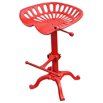 NACH Rustic Adjustable Tractor Seat/Stool, Red