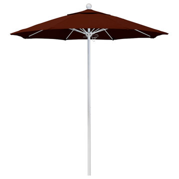 7.5' Matted White Push Lift Fiberglass Rib Aluminum Umbrella, Pacifica, Brick