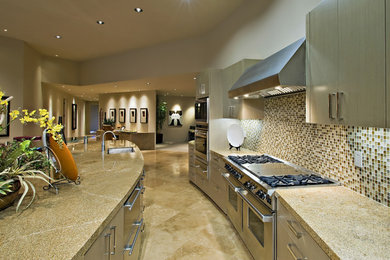 This is an example of a large contemporary kitchen in Orange County.