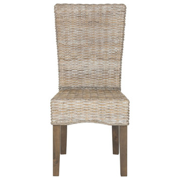 Ticoli 19 " Wicker Dining Chair set of 2 White Washed