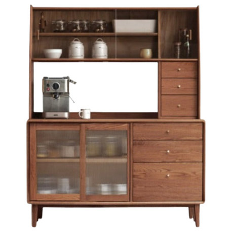 Oak Solid Wood Buffet Cabinet, 49.2x15.8x67.7  in, + Upper Seat With Drawer