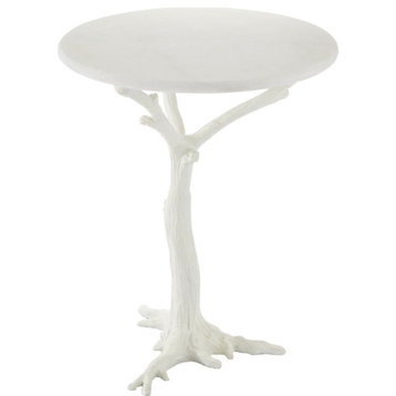 White Faux Bois Side Table Natural