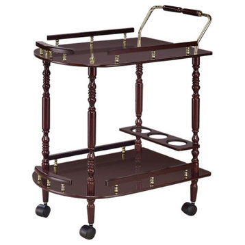 2 Tier Traditional Serving Cart, Brown