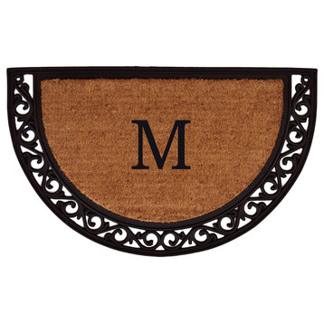 Ornate Scroll Monogram Doormat 2'x3', Letter M