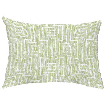 Woven Tiki 14"x20" Abstract Decorative Outdoor Pillow, Green