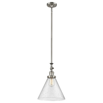 Innovations 1 Light X-Large Cone Pendant in Brushed Satin Nickel, 206-SN-G44-L