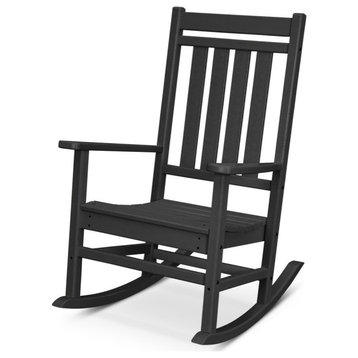 Polywood Estate Porch Rocking Chair, Black