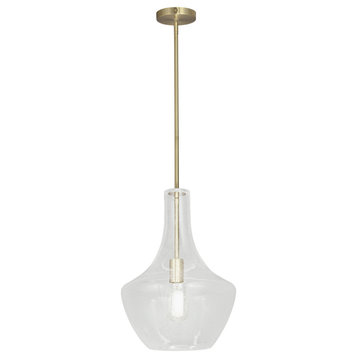 Fusion Harlow 12" Pendant, Brushed Brass Finish, Seeded Glass Shade