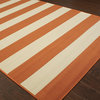 Rhodes Indoor and Outdoor Striped Orange and Ivory Rug, 1'9"x3'9"