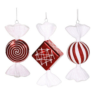 16 Pieces Candy Cane Christmas Tree Decorations Peppermint Hanging Ornaments Fake Candy Christmas Ornaments Red and White Plastic Christmas Ornaments