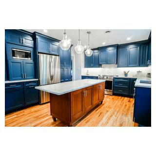 Blue Kitchen, Wood Island, Hardwood Floors - Transitional - Kitchen - Wilmington - by Legacy ...