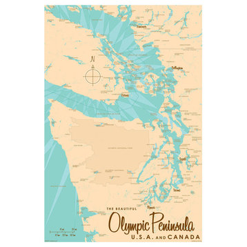 Lakebound Olympic Peninsula Map Art Print, 12"x18"