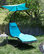 Outdoor Chaise Lounge Chair Swing Curved Cushion Seat Hammock W/ Canopy, Blue