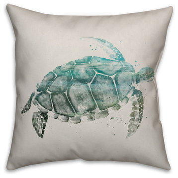 Watercolor Sea Turtle Spun Poly Pillow, 18x18