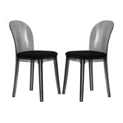Leisuremod Goshen Transparent Black Plastic Dining Chairs, Set of 2