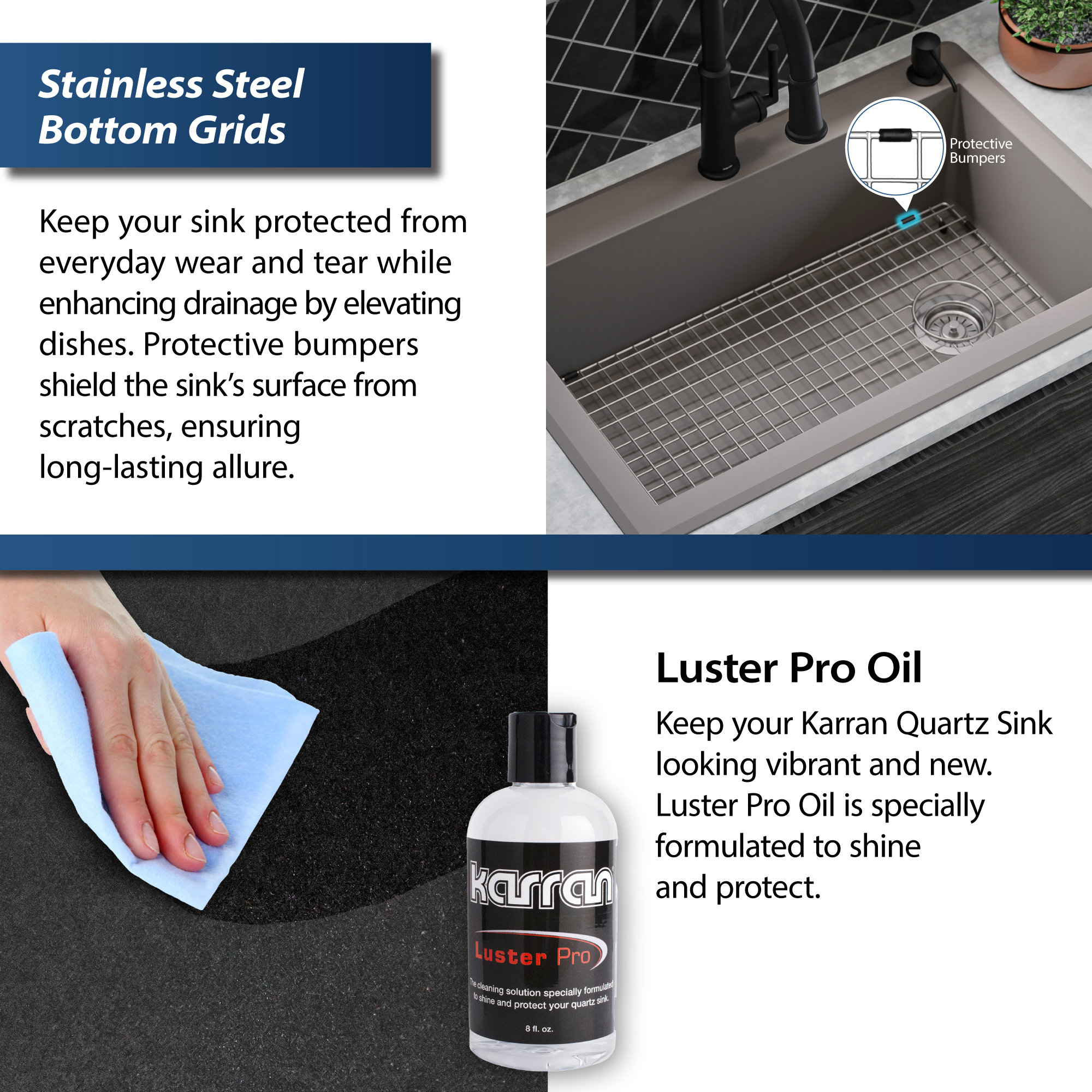 Karran Drop-In Quartz 33" 1-Hole Single Bowl Kitchen Sink Kit, Concrete