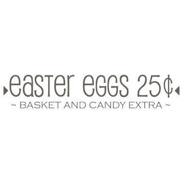 Vinyl Wall Decal Sticker Easter Eggs 25 Basket & Candy Extra, Dark Gray