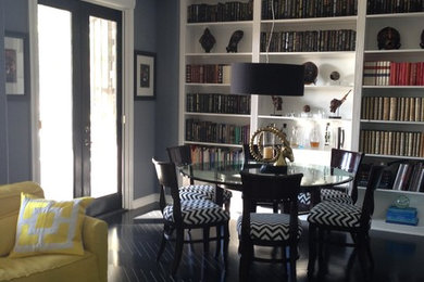 Inspiration for a small transitional dining room remodel in San Diego with blue walls and no fireplace