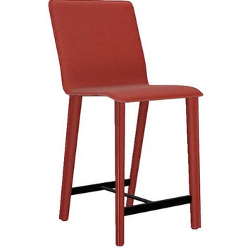 Perugia Top Grain Leather Counter Stool, Heritage Leather - Red