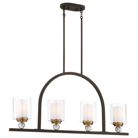 Minka Lavery 3074-416 Studio 5 4 Light 38"W Linear Chandelier - Painted Bronze