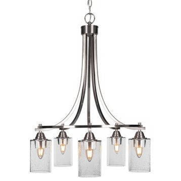 Paramount 5-Light Chandelier, Brushed Nickel, 4" Clear Bubble Glass