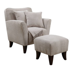 Sunset Trading Cozy Accent Chair with Ottoman, Pillows and Throw - Armchairs And Accent Chairs