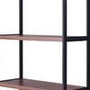 70" Brown and Black Metal Three Tier Bookcase With Two doors