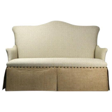 Sofa Seats 3 Linen Hardwood Maple