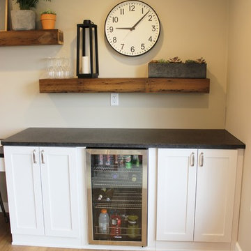 Geneseo, IL- White Painted Kitchen with Matte Black Granite and Subway Tile