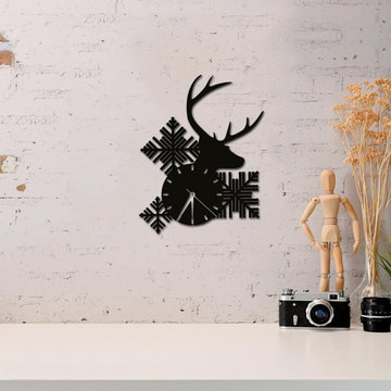 Wall clock and deer wall art