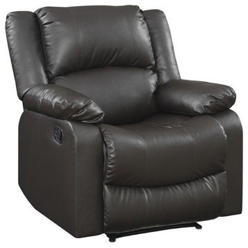 Hawthorne Collections Transitional Faux Leather Recliner in Java Espresso
