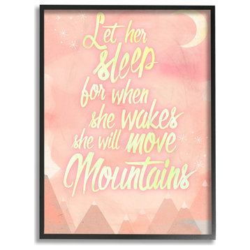 Stupell Industries Let Her Sleep Pink Water Color Mountains, 11"x14", Black