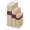 Traditional Rectangular Brown Wooden Book-Inspired Bo" x  , Set of 3, 15, 12, 9"