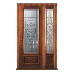 Prehung Sidelite Door 96 Wood Mahogany Courtlandt 3/4 Lite Glass - Front Doors