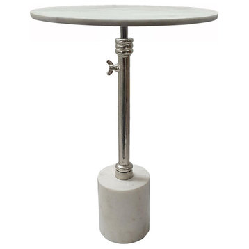 Anita End or Side Table, White and Silver