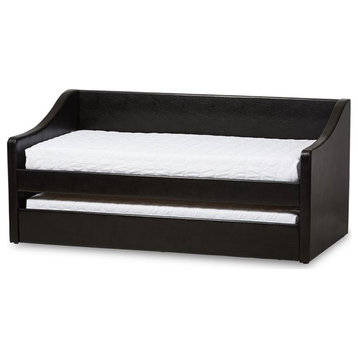 Baxton Studio Barnstorm Faux Leather Daybed with Trundle in Black