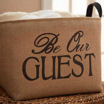 Be Our Guest Burlap Storage Basket