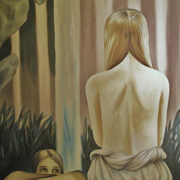 Peinture murale, appartement particulier (salle de bain), Maurepas, France.