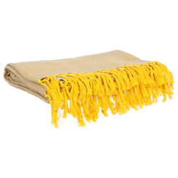 Contemporary Blankets Present Time Blanket Weaved Raster Ochre Yellow