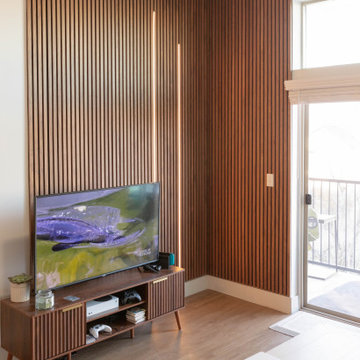 Natural Walnut Acoustic Slat Panel Accent Wall