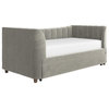 Little Seeds Valentina Upholstered Twin Daybed with Trundle in Gray Velvet