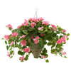 Artificial Pink Geranium in Hanging Basket , Square