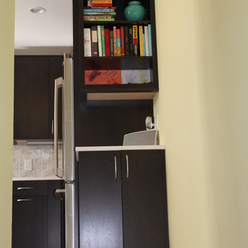 Modern dark stained cherry wood kitchen in Cambridge