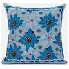 28x28 Gray Blue Blown Seam Broadcloth Floral Throw Pillow