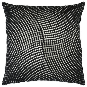 Midnight by Surya Pillow Cover, Black/Silver, 22' x 22'