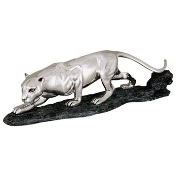 Silver Plated Small Panther Sculpture 8008