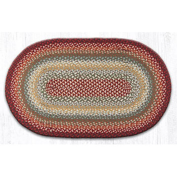 Earth Rugs C-417 Thistle Green / Country Red Oval Braided Rug 27" x 45"