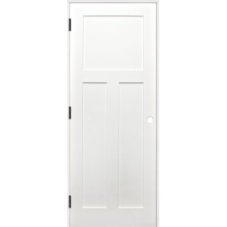 Interior Prime Pine 3-Panel Shaker Reversible Handing Pre-hung Door Kit, 32x80